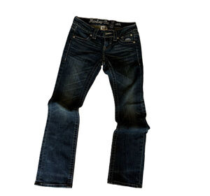 Harley-Davidson Bootcut Jeans Petite 0 Dark Wash Rhinestone Pockets